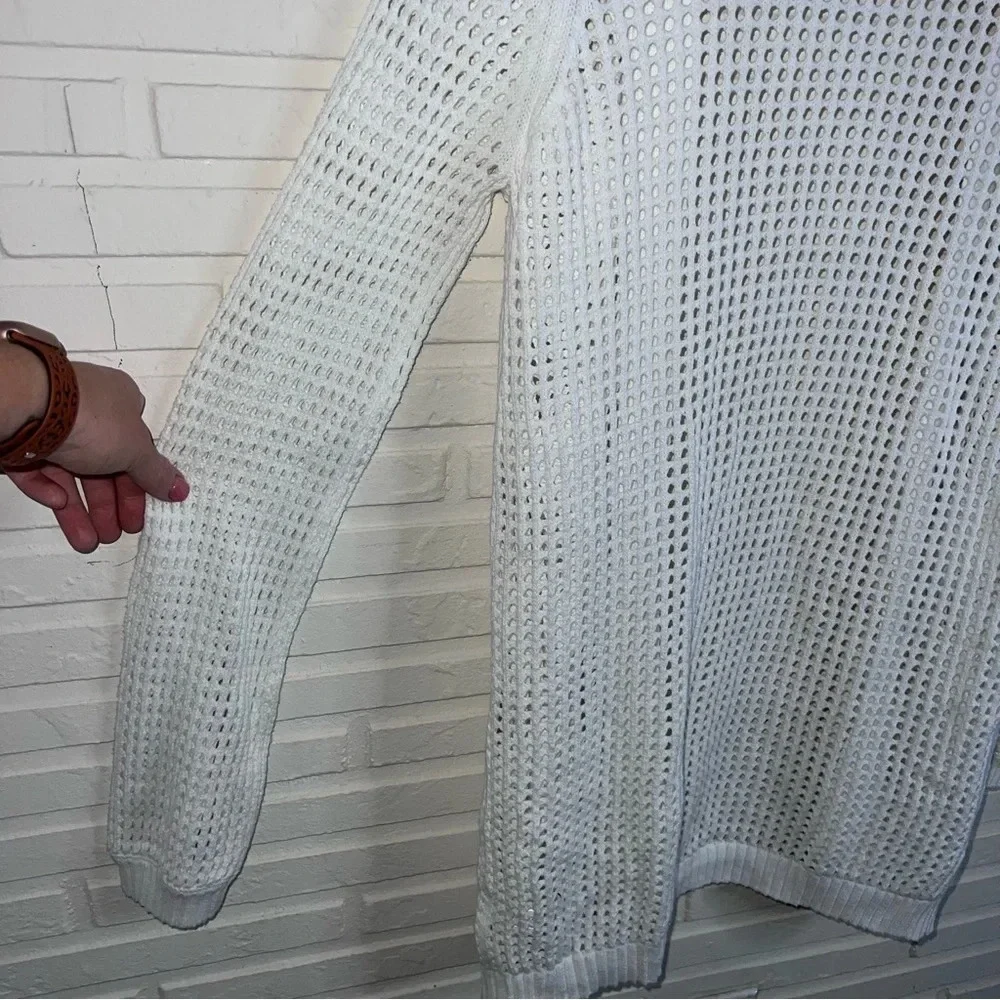 Harper Heritage White Long Sleeve Open Knit Cardigan, Women’s Size Medium